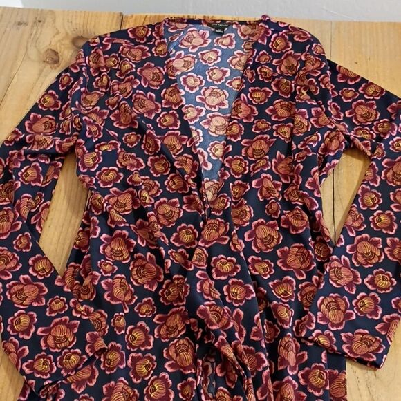 Ann Taylor Floral Blooms Long Sleeve Midi Wrap Dress Women's Size 10 - Picture 10 of 11
